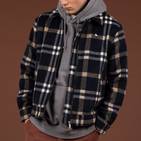 BNWT Wemoto - Donnie - Men's Navy Blue Plaid Heavyweight Worker Jacket - Picture 2 of 5